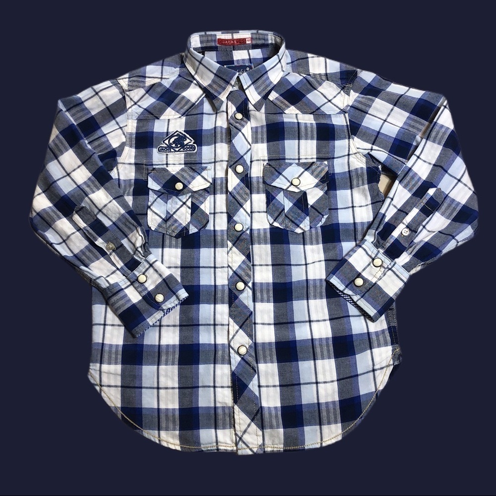 JACHS Kidz Plaid Snap Button Up Shirt